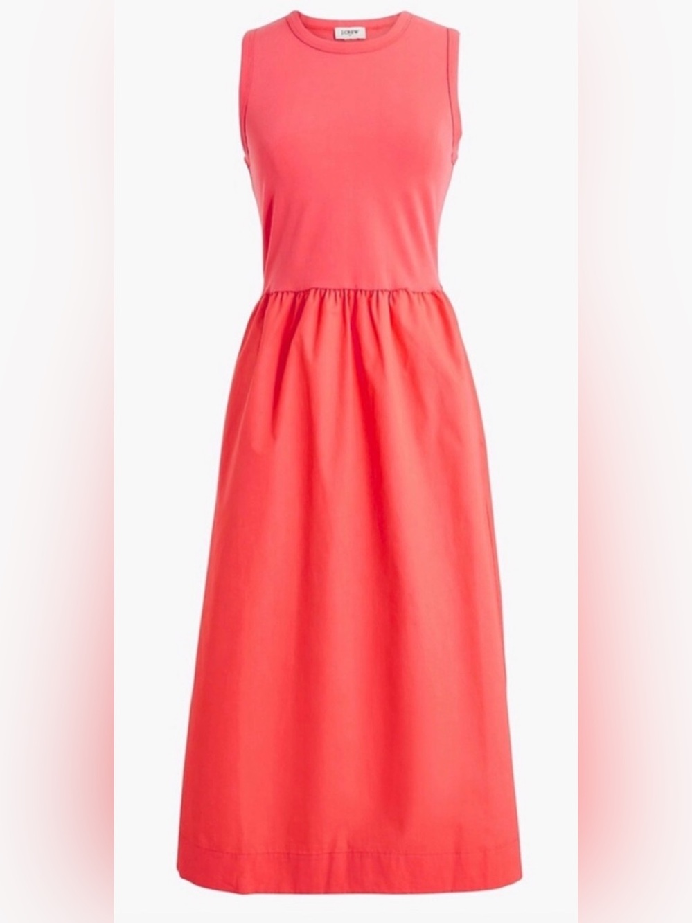 J. Crew Women’s Coral Maxi Dress Small, Knit Bodice, Cotton Bottom, Pockets